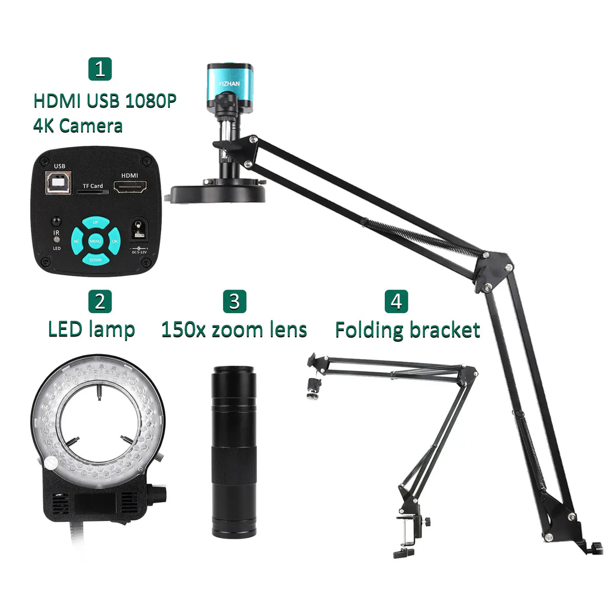 YIZHAN 150X Digital Microscope with 48MP 4K USB HDMI Camera, C YIZHAN 150X Digital Microscope with 48MP 4K USB HDMI Camera, C
