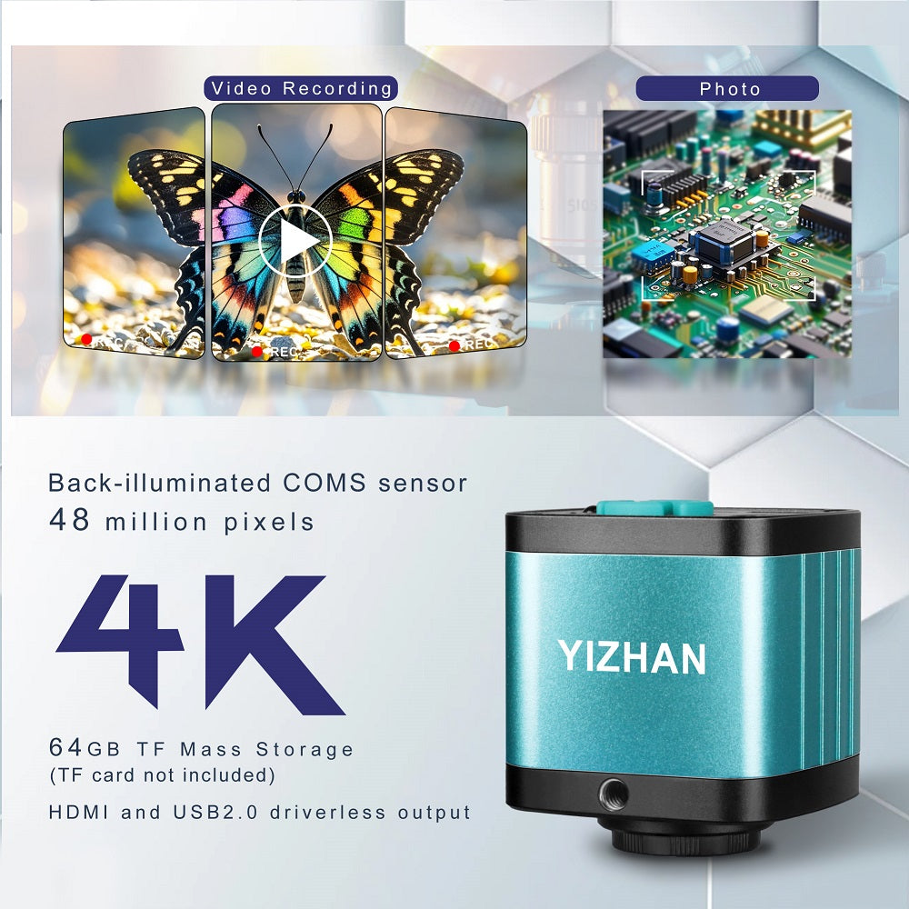XHU4002 48MP 4K HDMI USB Industrial Microscope Camera with Panasonic CMOS Sensor, C/CS Mount