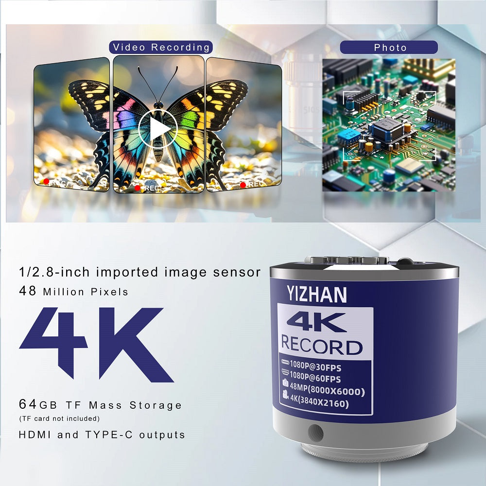 4K real-time HDMI output display from XHU4003 microscope camera