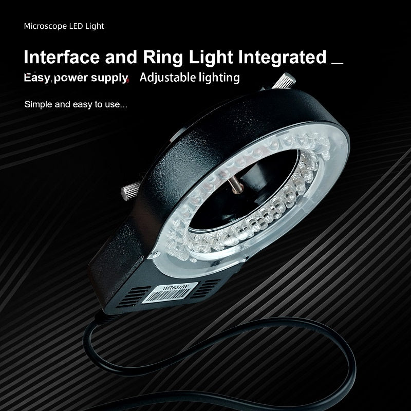 Black microscope LED ring light for industrial inspection applications