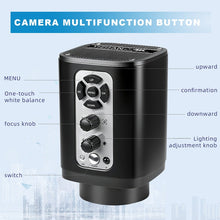 Load image into Gallery viewer, Front view of XHU6001 4K microscope camera with menu and focus knob