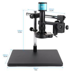 YIZHAN 48MP Digital Microscope Dimensions - 4K Industrial Camera with 180X Lens and Large Rotating Stand Size Diagram