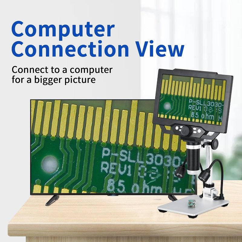 YIZHAN G1600 12MP 9" LCD Digital Microscope | 1–1600X Continuous Zoom | Adjustable Angle