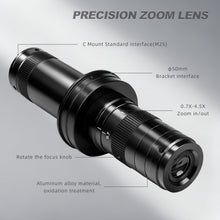 Laden Sie das Bild in den Galerie-Viewer, YIZHAN 215X Zoom C-Mount Industrial Microscope Lens for PCB &amp; Electronic Component Inspection