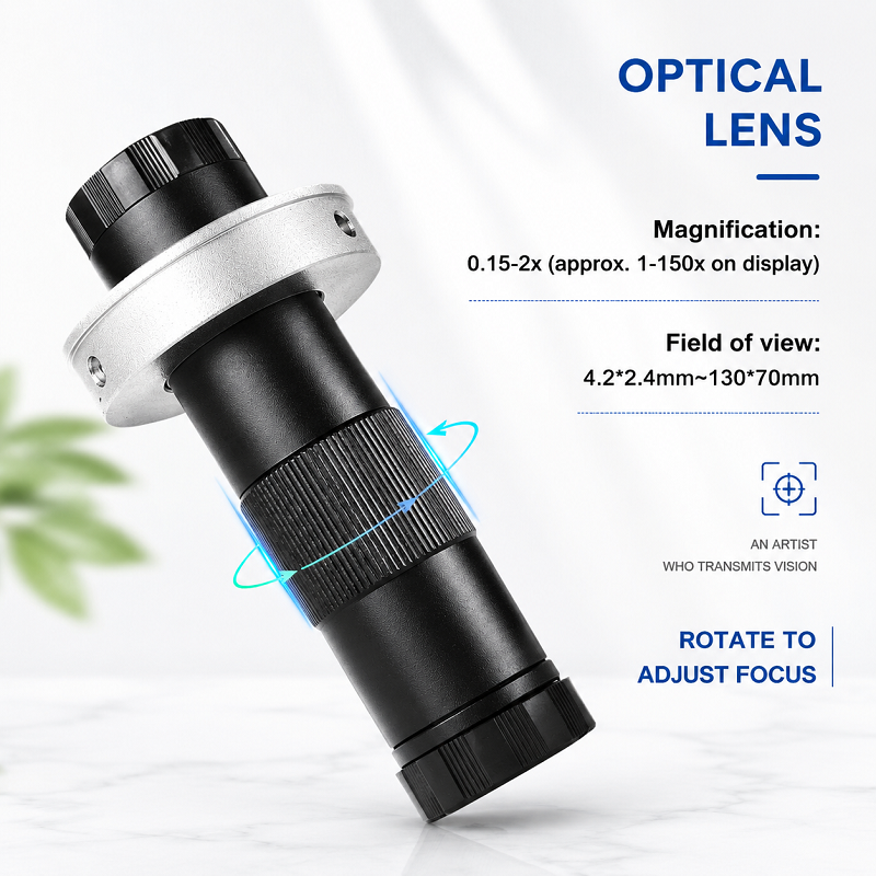 150X C-Mount  Industrial Microscope Lens with 50mm Mount Flange | Adjustable Optical Zoom Lens