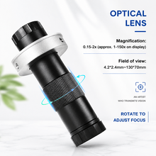 Cargar imagen en el visor de la galería, 150X C-Mount  Industrial Microscope Lens with 50mm Mount Flange | Adjustable Optical Zoom Lens