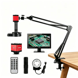 Digital microscope camera with 150X zoom lens and HDMI VGA output for PCB inspection and electronics repair