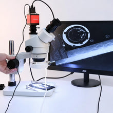 Charger l'image dans la galerie, Industrial Trinocular Stereo Microscope 7X-45X Zoom with HDMI/VGA Camera for PCB Inspection &amp; Electronics Repair SZM7045T-B2XVH2003