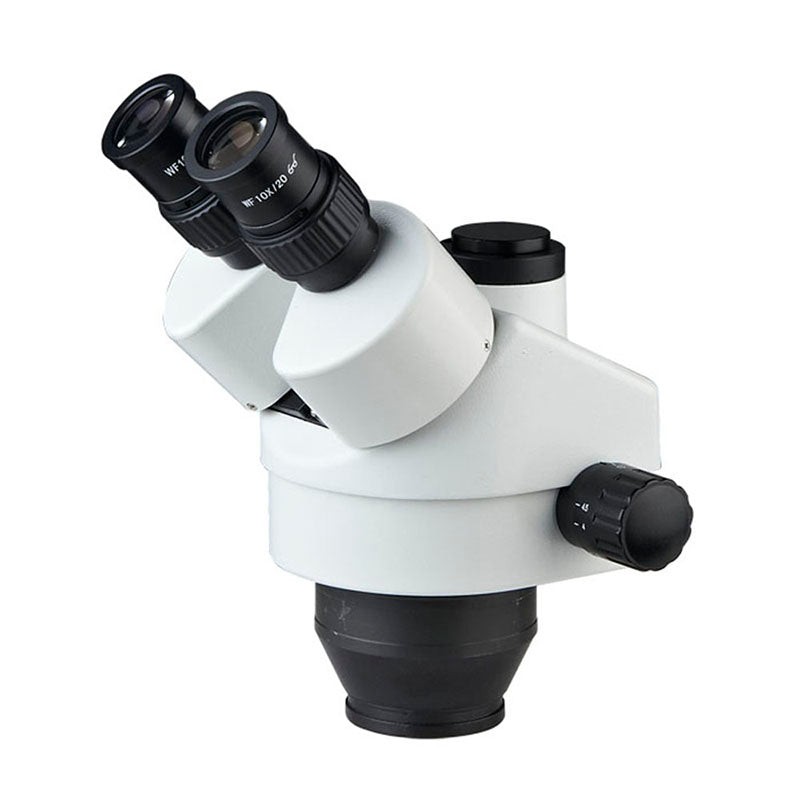 SZM7045T-B1LED trinocular head close-up, 45° inclined, 360° rotatable, for camera attachment