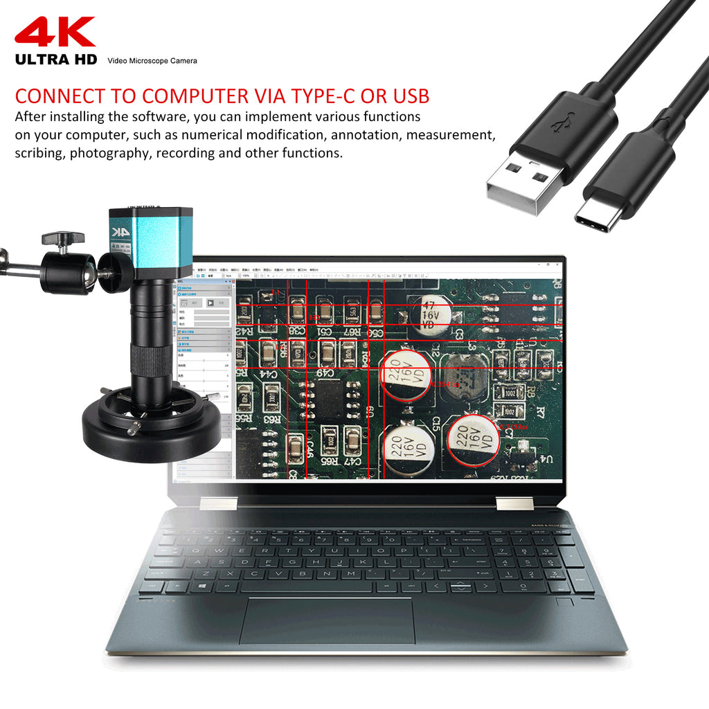 microscope camera connect to computer via type-c or usb