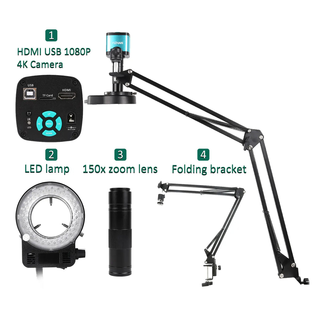 150X continuous zoom C-mount microscope camera YIZHAN XHU4002 for PCB repair inspection