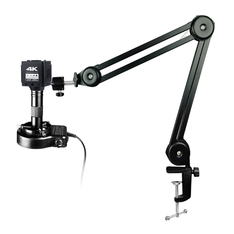 4K Industrial Digital Microscope Kit with 150X Zoom Lens, HDMI Camera, Flexible Arm Stand & LED Light