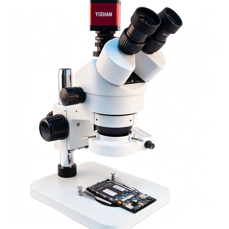 Industrial Trinocular Stereo Microscope 7X-45X Zoom with HDMI/VGA Camera for PCB Inspection & Electronics Repair SZM7045T-B2XVH2003