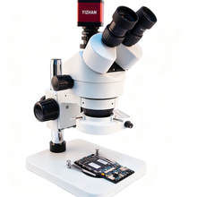 Charger l'image dans la galerie, Industrial Trinocular Stereo Microscope 7X-45X Zoom with HDMI/VGA Camera for PCB Inspection &amp; Electronics Repair SZM7045T-B2XVH2003