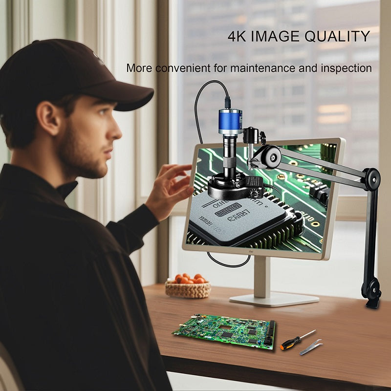 YIZHAN 4K HDMI Digital Microscope with Sony CMOS Camera & Foldable Stand for PCB Inspection, Soldering & Electronics Repair