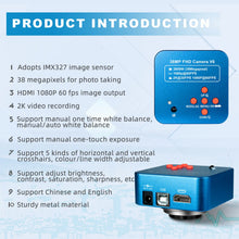 Load image into Gallery viewer, XH3002 industrial microscope camera with HDMI and USB output ports for real-time PCB inspection