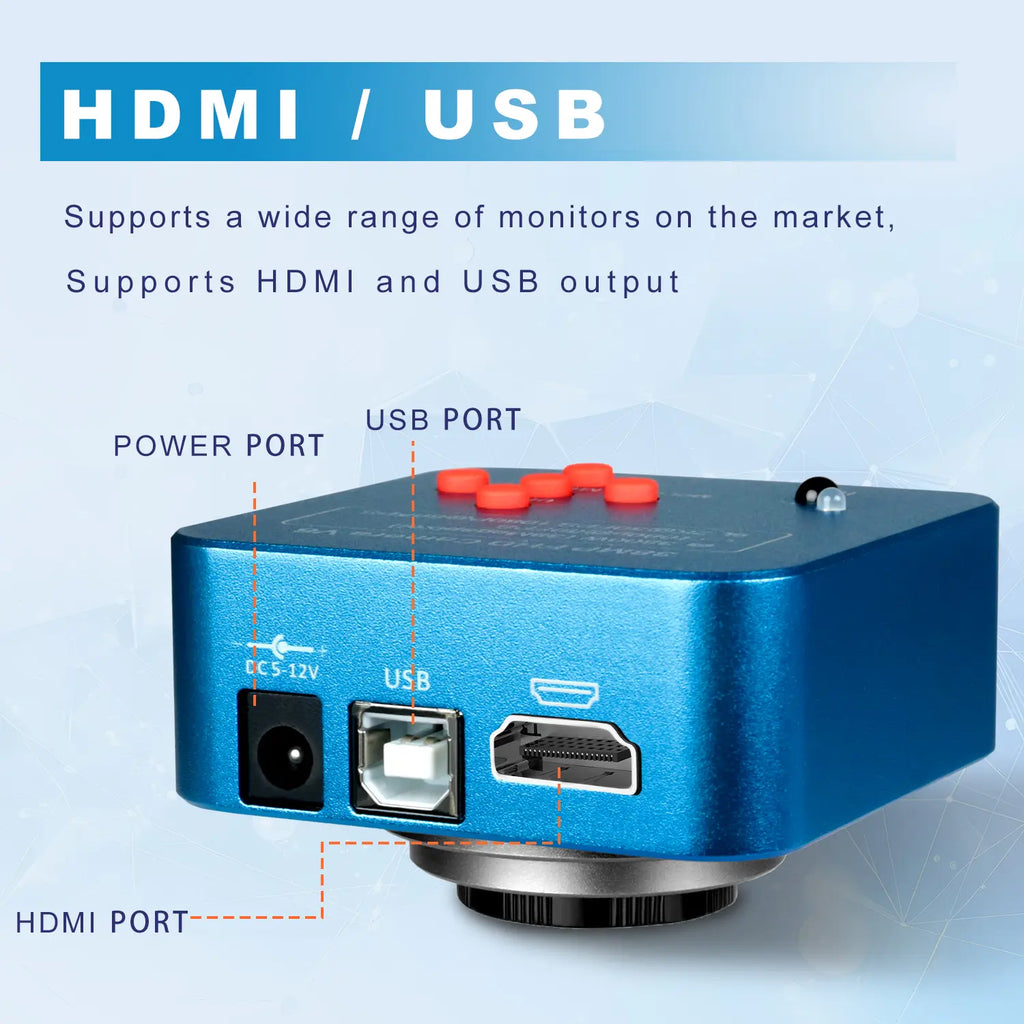 Front view of XH3002 HDMI microscope camera for industrial inspection and quality control applications