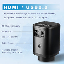 Load image into Gallery viewer, HDMI and USB ports on XHU6001 4K microscope camera