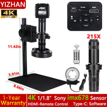 Cargar imagen en el visor de la galería, 4K Digital Microscope For Soldering, 48MP HDMI USB Microscope Camera With 1/1.8" HD imx678 Sensor, 215X Lens Video Microscope