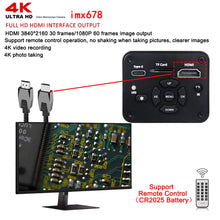 Cargar imagen en el visor de la galería, 4K Digital Microscope For Soldering, 48MP HDMI USB Microscope Camera With 1/1.8" HD imx678 Sensor, 215X Lens Video Microscope