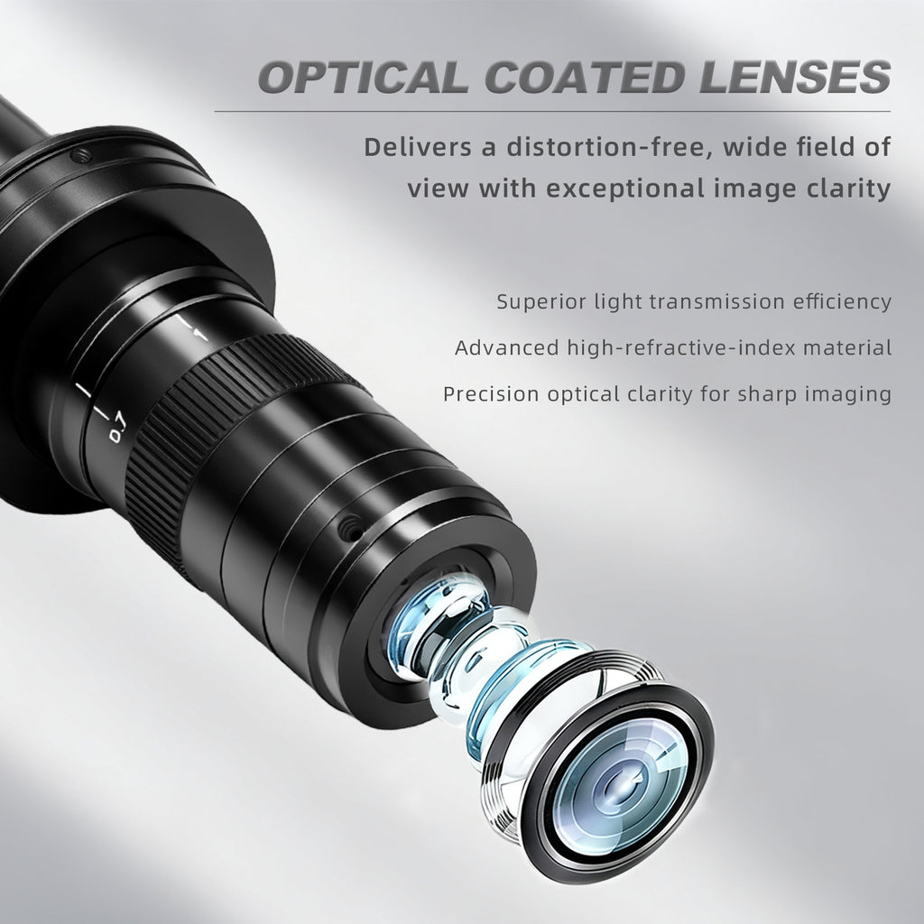 YIZHAN 215X Zoom C-Mount Industrial Microscope Lens for PCB & Electronic Component Inspection