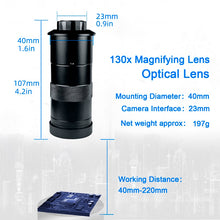 Cargar imagen en el visor de la galería, 130X Adjustable Zoom Microscope Lens for Digital Microscope